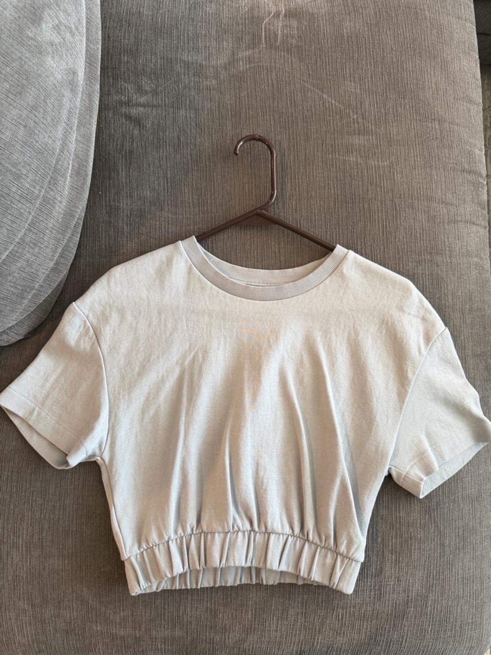 Zara Light Bluish / Gray Cropped Short Sleeve Top